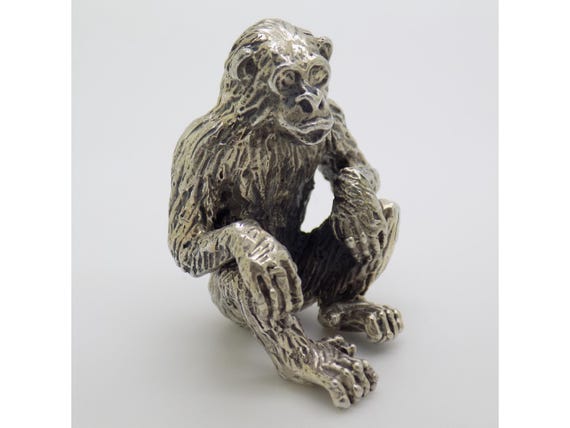 60g Large Miniature Chimpanzee Solid Silver Vintage Arezzo 1950s 60s - Rare Monkey Sculpture 60g Made in Italy
