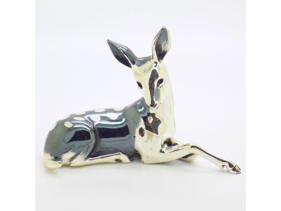 Fawn Figurine Layer Sterling Silver 925 Saturno Arezzo Animal Sculpture Tachetee Vintage 1990s 2000s Goldsmith Tuscany 51g