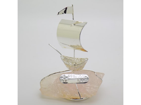 Solid Silver Sailboat Figurine 800 Filigree Florence Italy 1990s-2000s NFC Gioielli Miniature Boat Silverware Collection