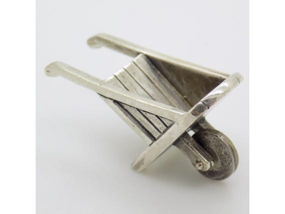 Miniature Solid Silver Wheelbarrow 800 Arezzo Italy Raspini 132AR Dollhouse Garden Tool Vintage 1980s 1990s 14g