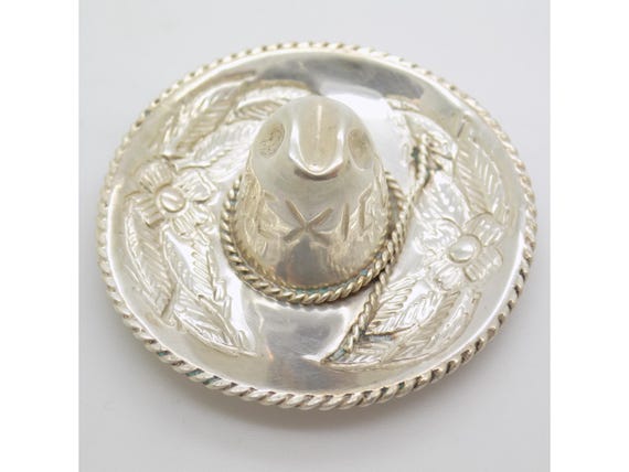 Miniature Mexican Sombrero, Solid 925 Silver, Mexico, 1970s-80s, Hat, Figurine, Goldsmithing, Unique Craft, Collectible
