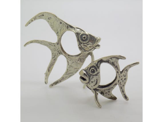 Lot of Two Miniature Fish in Solid Silver 800 Raspini Arezzo, Italy, 1970s-80s, Marine Animal Figurine, Goldsmithing, Collectible