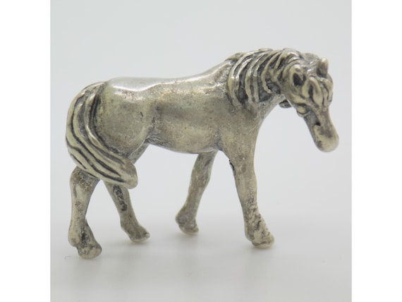Vintage 1970s/1980s Sterling Silver Pony/Horse Figurine, 925 Sterling Silver, Hand-Carved Miniature Animal Sculpture, Lucky Charm, Italy, 14.5g