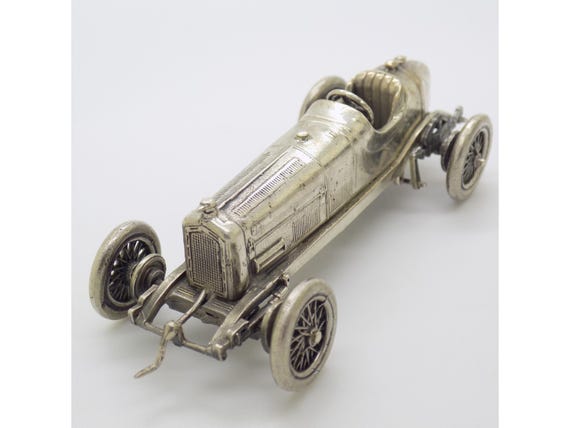 Vintage Argent Massif 800 Italien Fait Main Figurine Voiture Alfa Romeo P3 Miniature Statuette Sculpture Raspini Arezzo 1970s 1980s