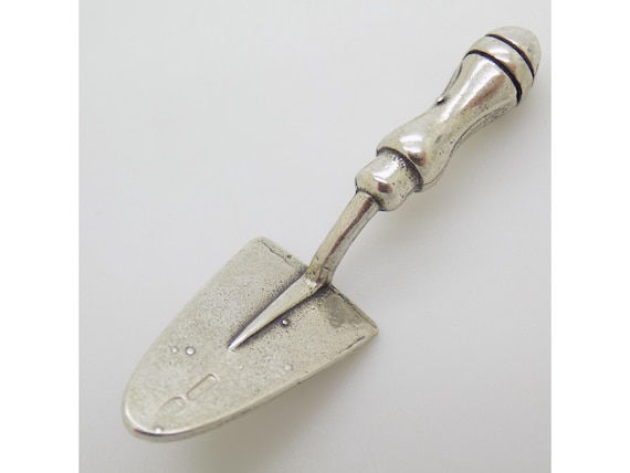 Rare Miniature Trowel in Solid Silver 800 Arezzo Italy Dollhouse Tool New Home Vintage 1980s 1990s 6g