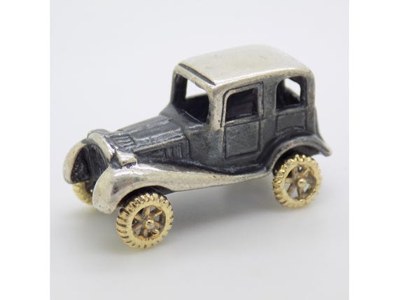 Vintage Car Figurine, Sterling Silver 925, Italy, 1980s-90s, Miniature Car, Vintage Italian Craftsmanship, Metal Dollhouse Collection