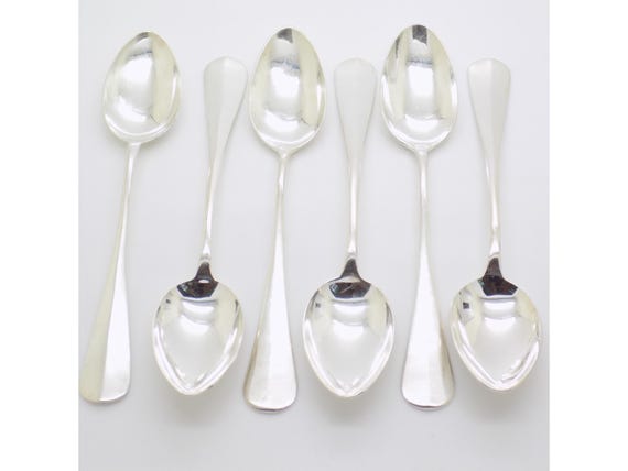 Set of 6 Solid 800 Silver Espresso and Dessert Spoons, Italy, Vintage Tableware, 1970s-1980s, 125g