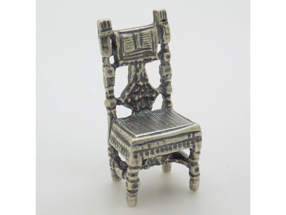 Antique Miniature Chair in Solid Sterling Silver 925 Arezzo Tuscany Collectible Furniture Dollhouse Luxury Vintage 80s 9g