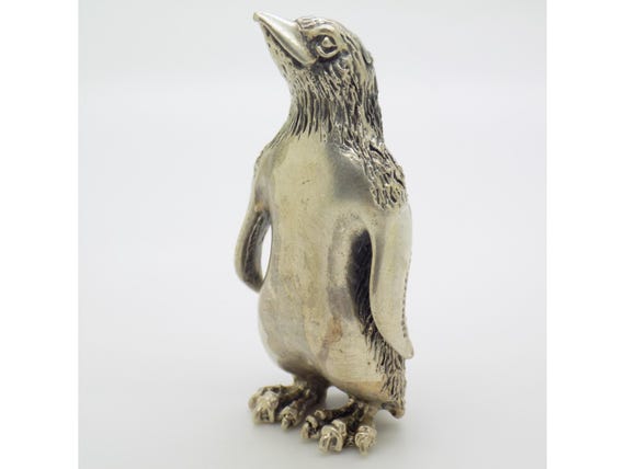 Large Solid Silver Penguin 800 Arezzo Italy Animal Sculpture Vintage Statuette 1950s-1960s 57g