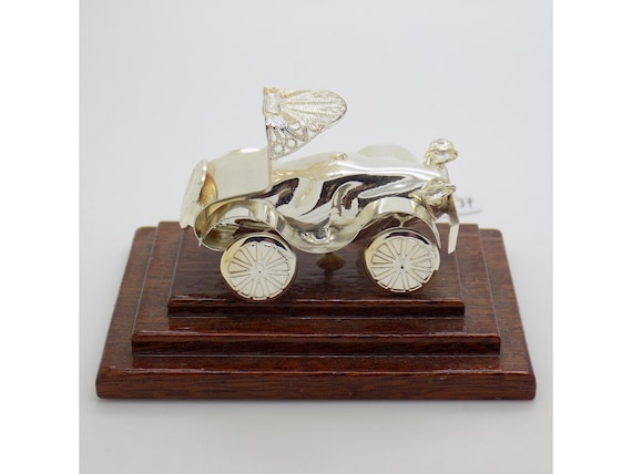 Antique Car Figurine, Solid Silver 800 Filigree, Florence, Italy, 1990s-2000s, NFC Gioielli Auto Miniature, Silversmithing, Collectible