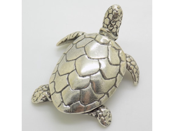 Vintage Caretta Sea Turtle Figurine, Solid Silver, 800, Italy, 1980s-90s, Seascape, Statuette, Italian Goldsmithing, Unique and Long-lasting Collectible