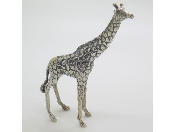 Giraffe Figurine in Solid 800 Silver, Italy, Vintage Miniature Savannah Animal Statuette, 1970s-1980s Collectible, Handmade, 27g