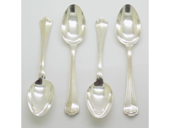 Set of 4 Solid Silver 800 Espresso Coffee Spoons from Palermo, Sicily, Vintage Sugar Set 1970s-1980s, 32g