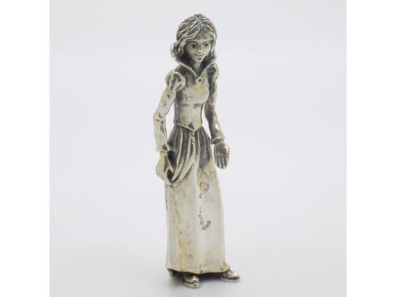 Vintage Sterling Silver 800 Italian Handmade Snow White Figurine Miniature Statuette Patent Model Arezzo Tuscany 1970s H6.1cm 34.3g