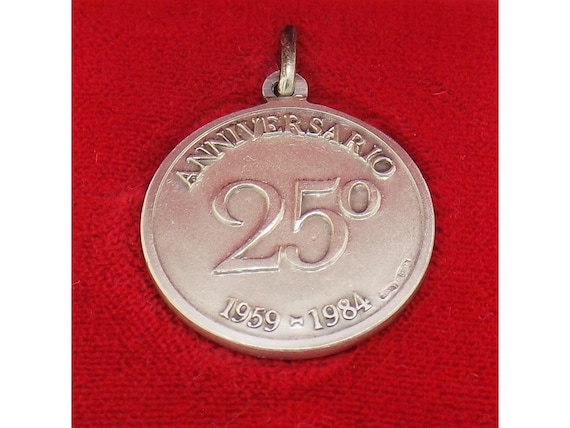 Banco Popolare 25th Anniversary Plaque in Solid 800 Silver, Milan, Italy. Historical Souvenir Medal, Vintage Bank Medal, 1980s/90s, Handmade, 8g