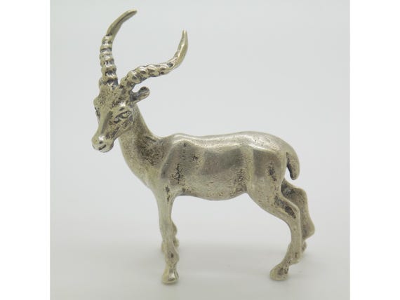 Alce Elk Figurine in Solid Silver, Tested Italy, Miniature Wild Animal Sculpture, Nordic Deer, Vintage 70s Cabinet of Curiosities, 22g