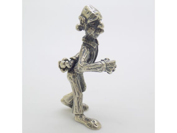 Solid Silver 800 Pétanque Player Figurine by Raspini, Arezzo, Tuscany, Italy - Vintage Collectible Miniature Sculpture