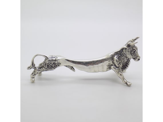Bull Sterling Silver 925 Spoon Rest Arezzo Italy 1970s 80s Vintage Tableware Italian Silverware Animal Collection