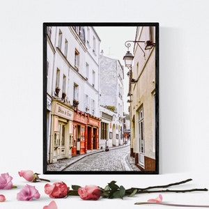Paris Photography Print, Paris Wall Art, Romantic street in Montmartre, France Print, Printable Photography, French Architecture, Didital
