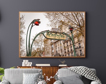 Paris photography Print Parisian Metro Sign Wall Decor France French Architecture Instant Download Digital Printable Fine Art Photography