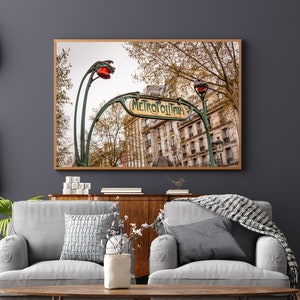 Paris photography Print Parisian Metro Sign Wall Decor France French Architecture Instant Download Digital Printable Fine Art Photography