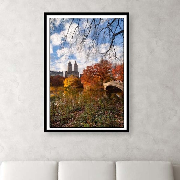 New York Print Central Park and Bow Bridge NYC Wall Art Digital Download