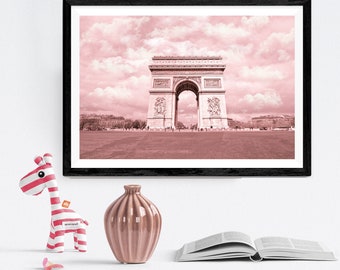 Arc de Triomphe in pink Paris Decor French Decor Digital Prints Printable Fine Art Photography Instant Download Iconic Travel Wall Decor