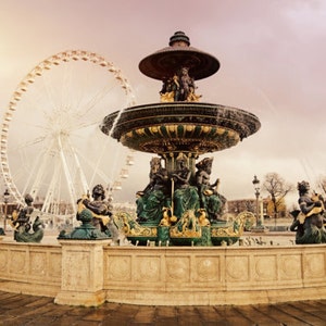 Place de la Concorde, Romantic Fountain Square, Paris, France, Instant Download, Digital, Printable Fine Art Photography, Wall Decor