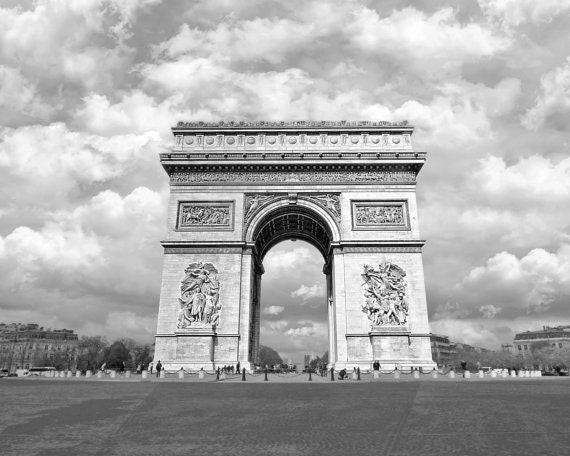 Arc de Triomphe noir & blanc Paris France téléchargement | Etsy
