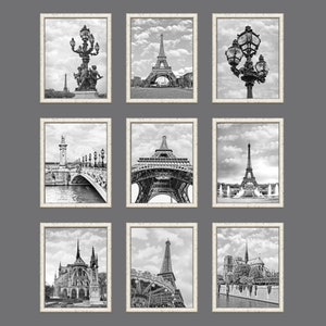 Paris Architecture Photography Print Set, Black and White Paris Wall ...