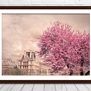 Paris Photography Print, Louvre Museum, Paris France, Instant Download, Digital Printable Art Photography, Pink Wal Decor, Paris Printable