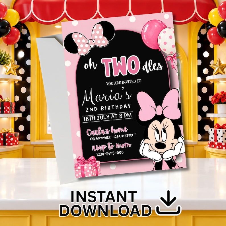 Mouse Invation Oh Twodles 2nd Birthday Invitation, Cute Mouse Birthday Invite ...