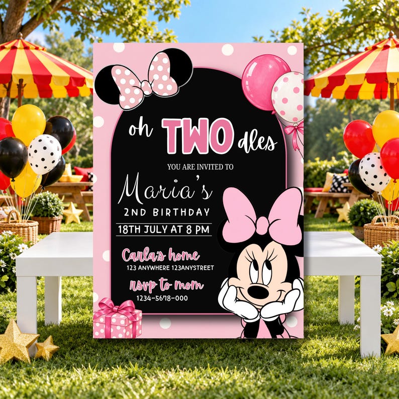 Mouse Invation Oh Twodles 2nd Birthday Invitation, Cute Mouse Birthday Invite ...