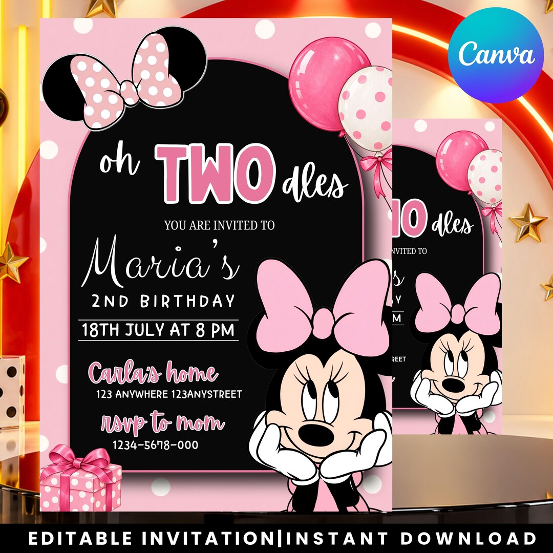 Mouse Invation Oh Twodles 2nd Birthday Invitation, Cute Mouse Birthday Invite ...