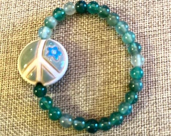 Peace Sign Bead Bracelet