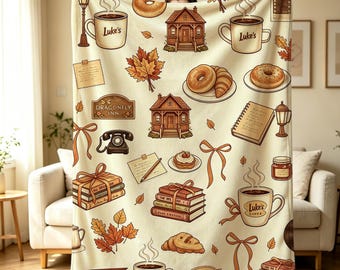 Gilmore Girl Inspired PatternSherpa Fleece Blanket,Luke's Diner Fan Gift