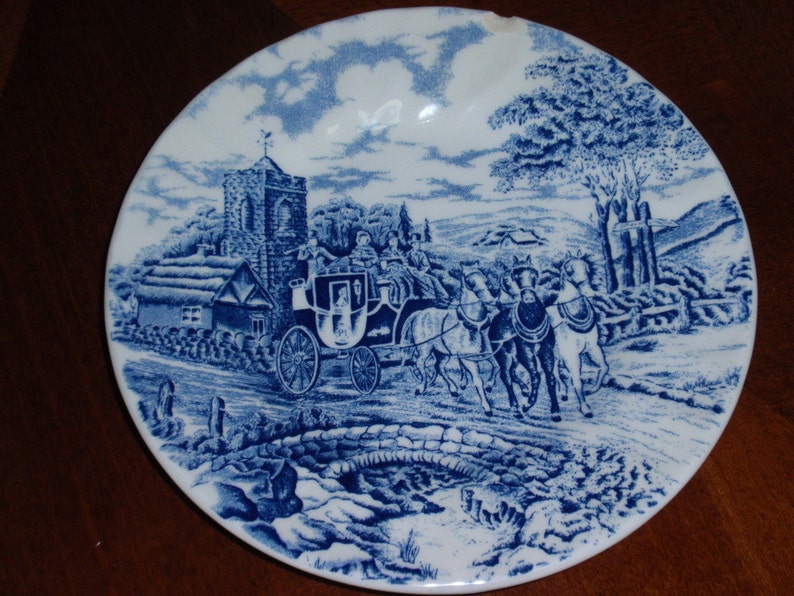 Royal Wessex Bread and Butter Plate Salad Plate Made in England Royal Mail Carriage Scene