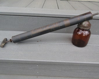 Chapin 18" insect sprayer metal with wood handle and glass material holder.