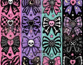 Alt spooky Halloween bows seamless pattern