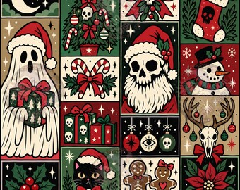 Spooky alt Christmas seamlees pattern