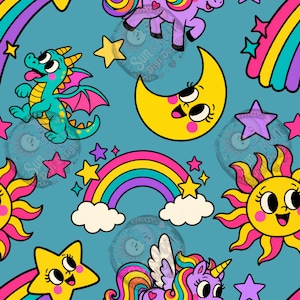Whimsical kids fantasy character seamless pattern