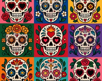 Sugar skulls seamless pattern