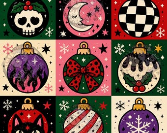 Alt Christmas baubles seamless pattern