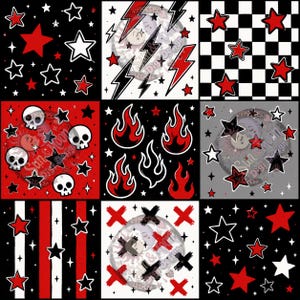 Motif patchwork rouge emo sans couture