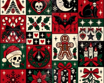 Gothic Christmas seamless pattern
