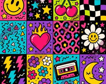Fun 90s seamless pattern