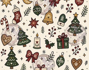 Folk Christmas seamless pattern