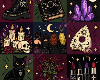 Witch's coven seamless pattern