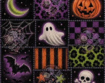 Airbrush Halloween squares seamless pattern