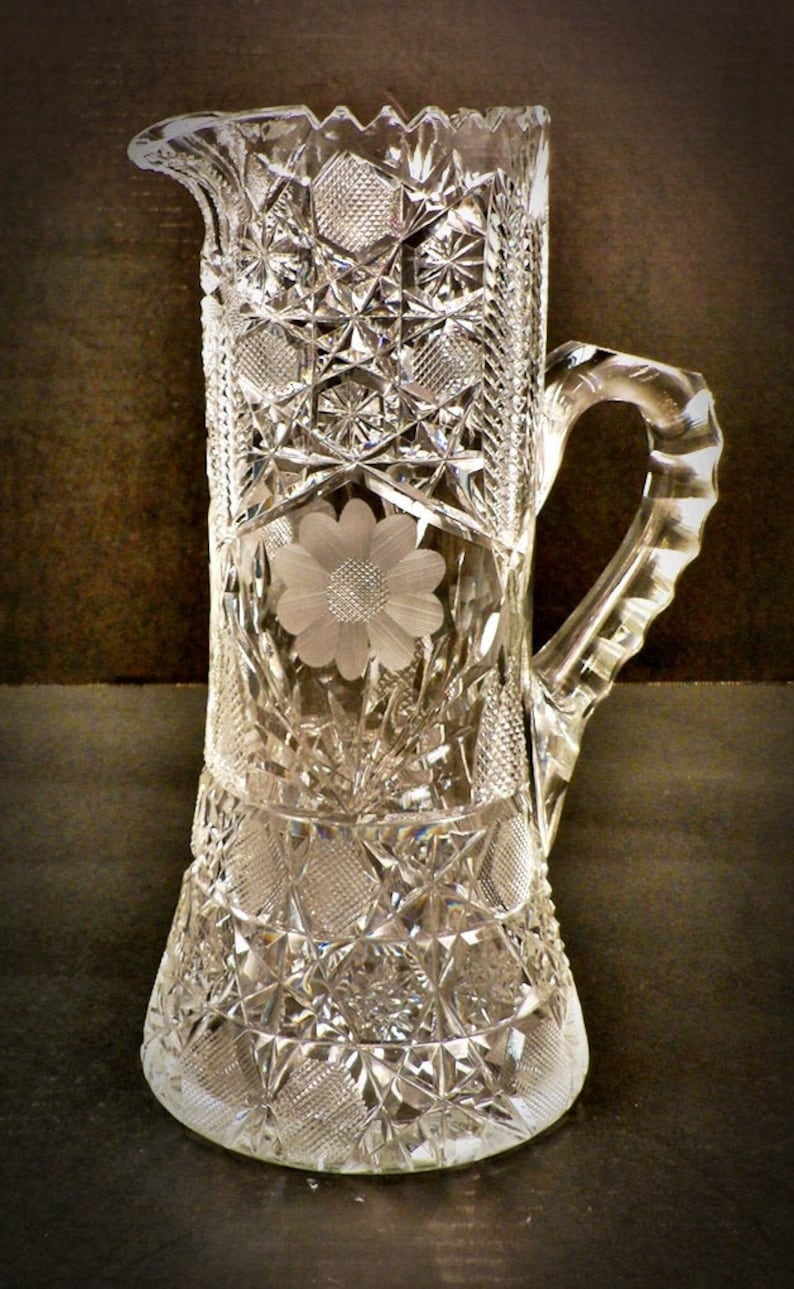 Rare ABP American Brilliant Cut Glass Daisy Harvard Fern Wheat Etsy